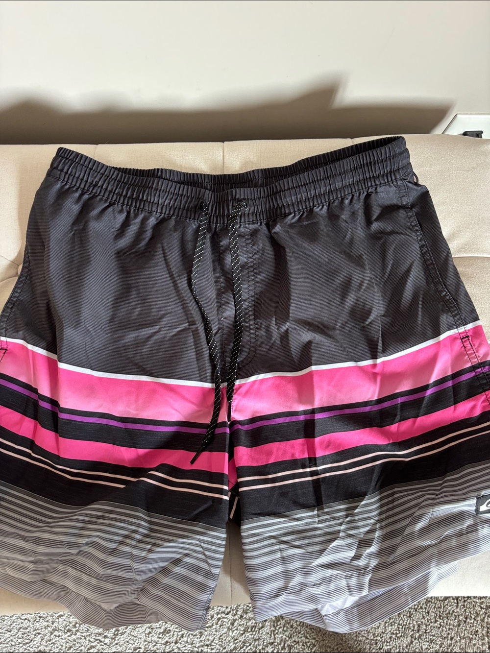 Quiksilver Black and Pink Striped Hybrid Shorts